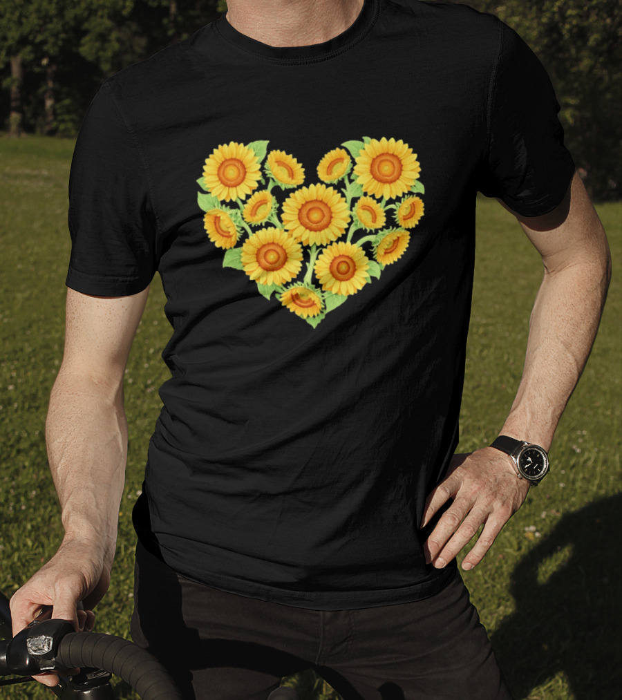 Sunflower Heart Shaped Floral Arrangement Nature T-Shirt