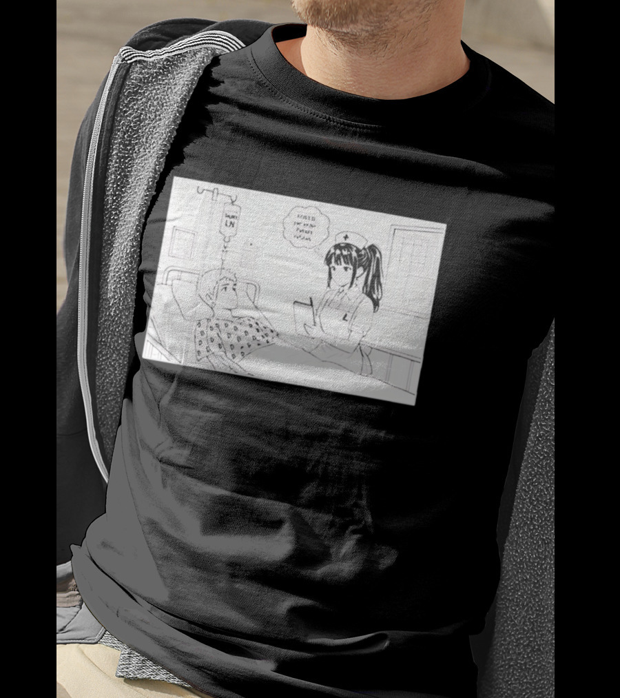 Nurse Manga Style Hospital Scene With Patient And IV Drip T-Shirt
