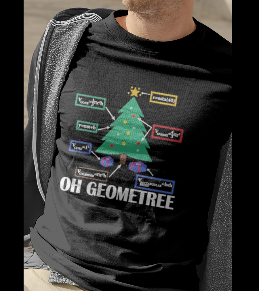Oh Geometree Christmas Math Teacher Holiday Humor Educational T-Shirt