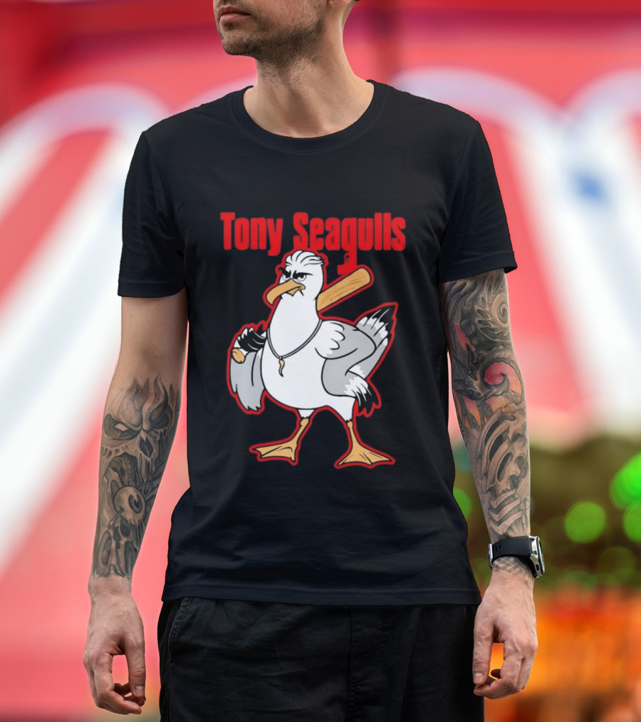 Tony Seagulls Mobster Bird Seagull Mafia T-Shirt