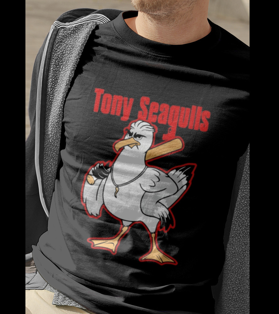 Tony Seagulls Mobster Bird Seagull Mafia T-Shirt