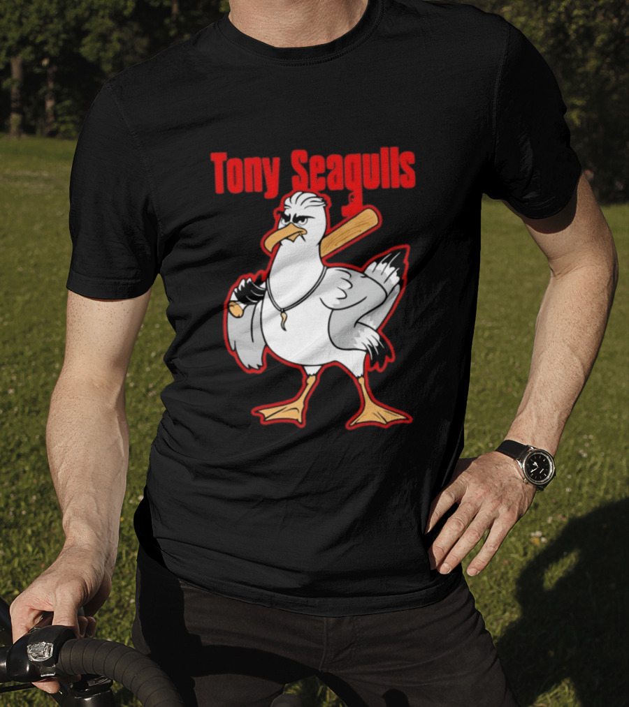 Tony Seagulls Mobster Bird Seagull Mafia T-Shirt