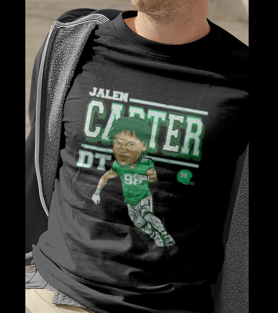 Jalen Carter Philadelphia Eagles DT 98 Caricature Football Player T-Shirt