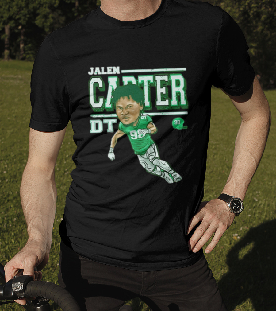 Jalen Carter Philadelphia Eagles DT 98 Caricature Football Player T-Shirt