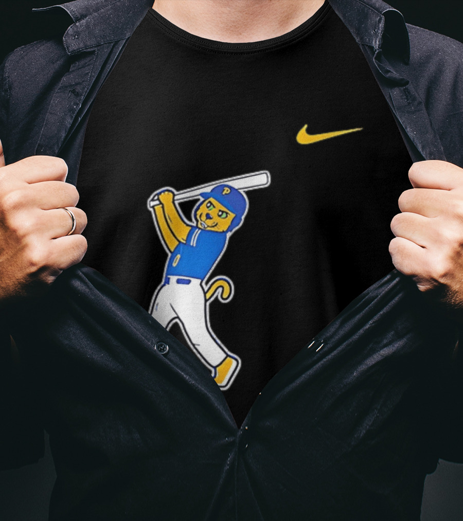 Pittsburgh Panthers Baseball Cartoon Mascot Batter Nike Sportswear T-Shirt