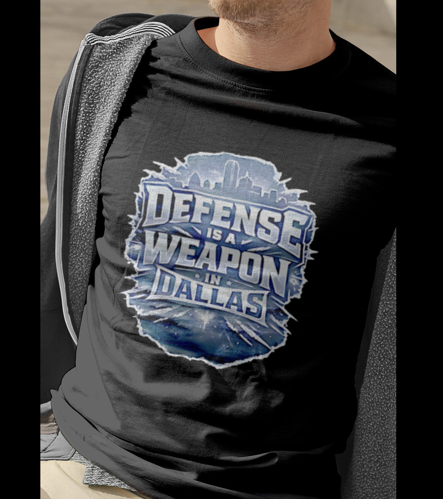 Defense Is A Weapon Dallas Football Skyline T-Shirt