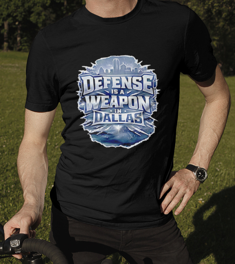 Defense Is A Weapon Dallas Football Skyline T-Shirt