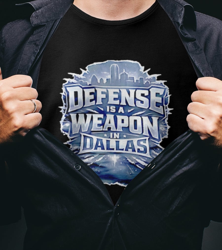 Defense Is A Weapon Dallas Football Skyline T-Shirt