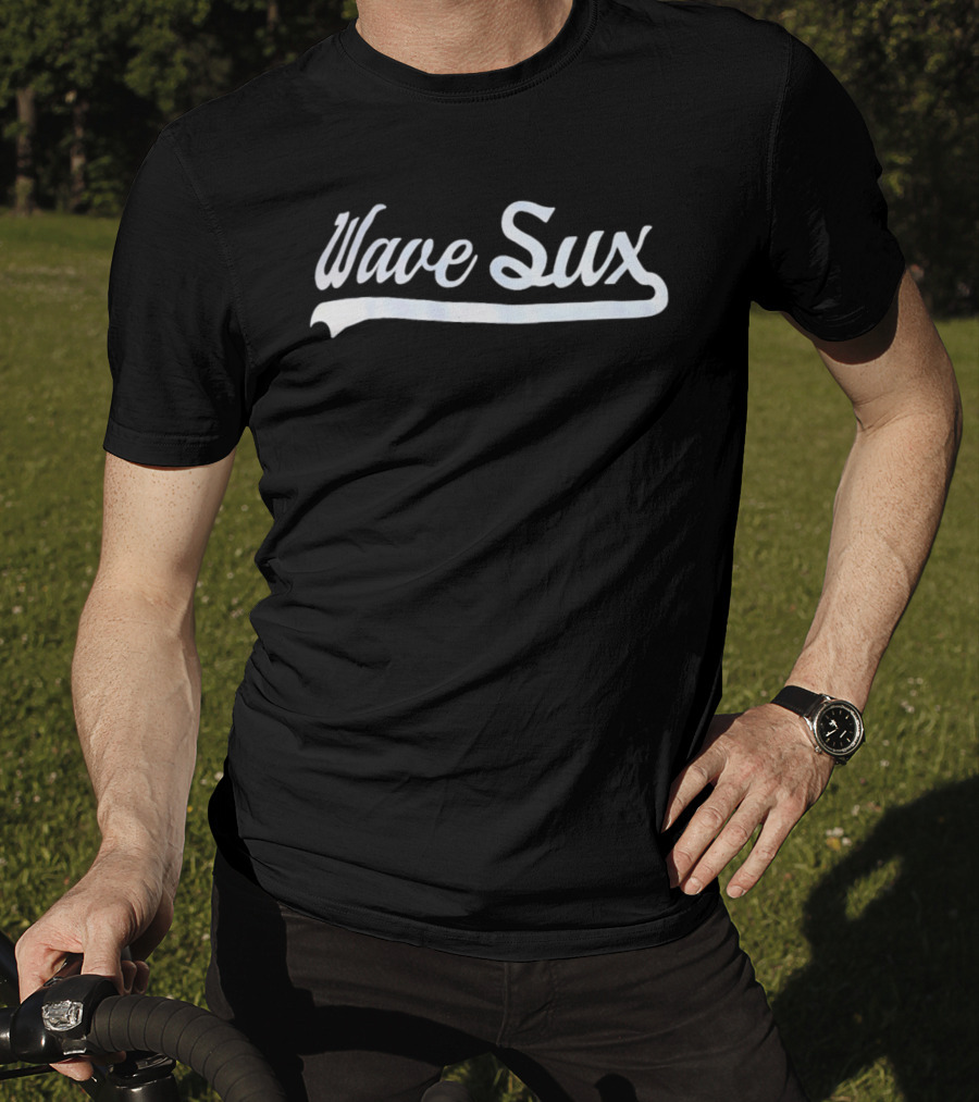 Wave Sux Script Font White Text Wave T-Shirt