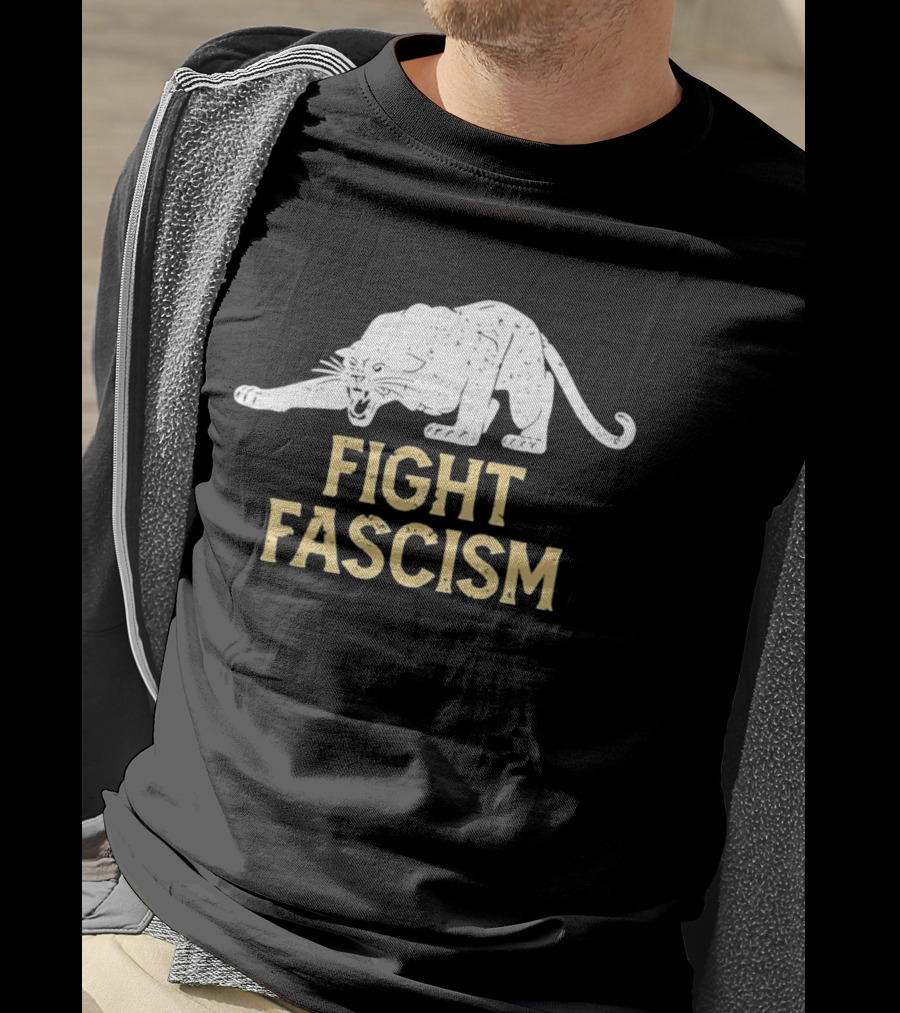 Distressed Fight Fascism Panther Anti Fascist T-Shirt