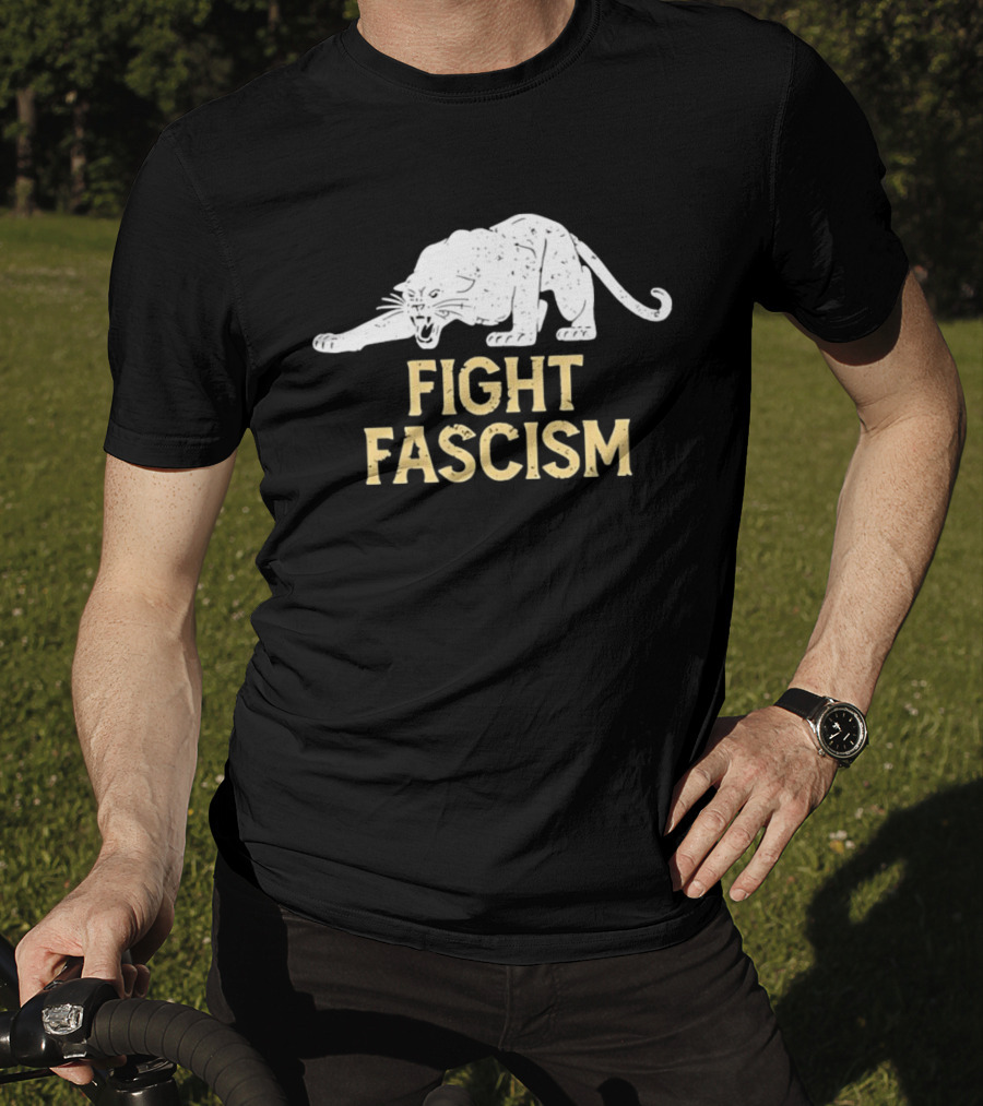 Distressed Fight Fascism Panther Anti Fascist T-Shirt