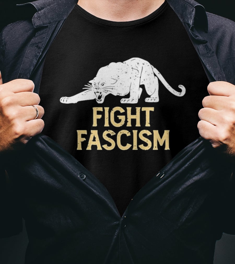 Distressed Fight Fascism Panther Anti Fascist T-Shirt