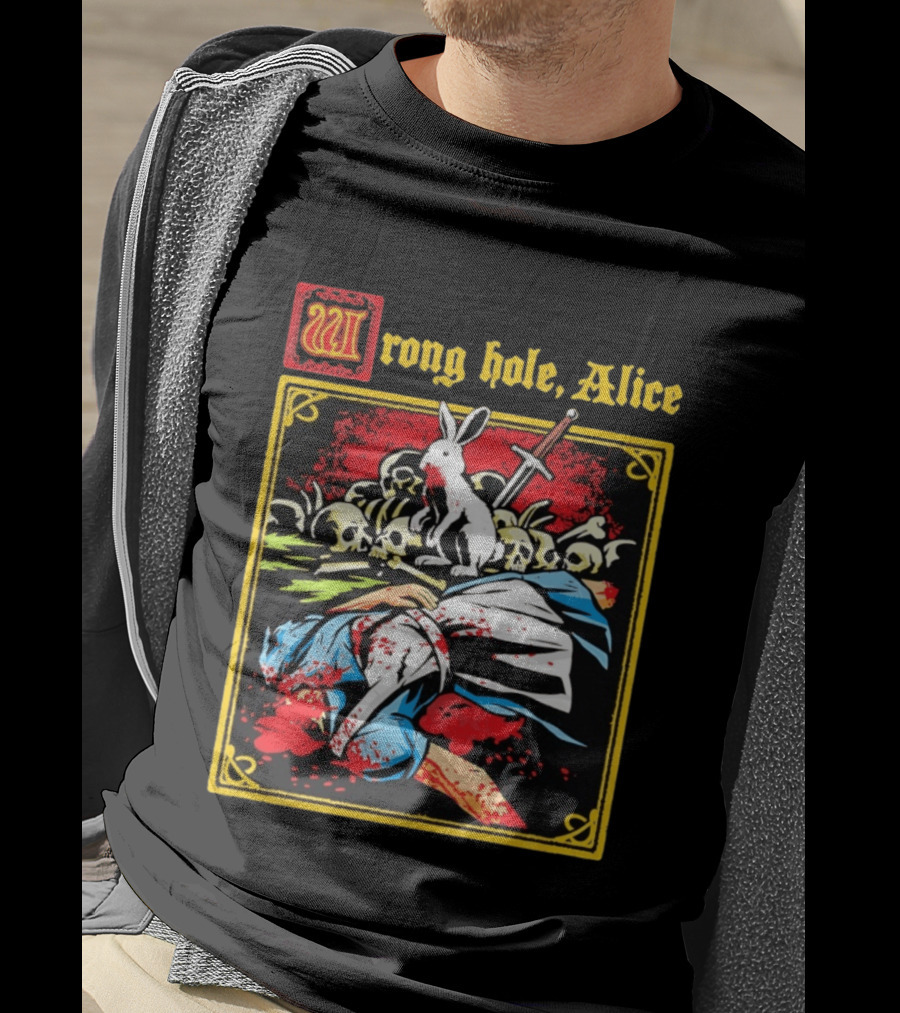 Wrong Hole Alice Killer Rabbit Dark Fantasy T-Shirt