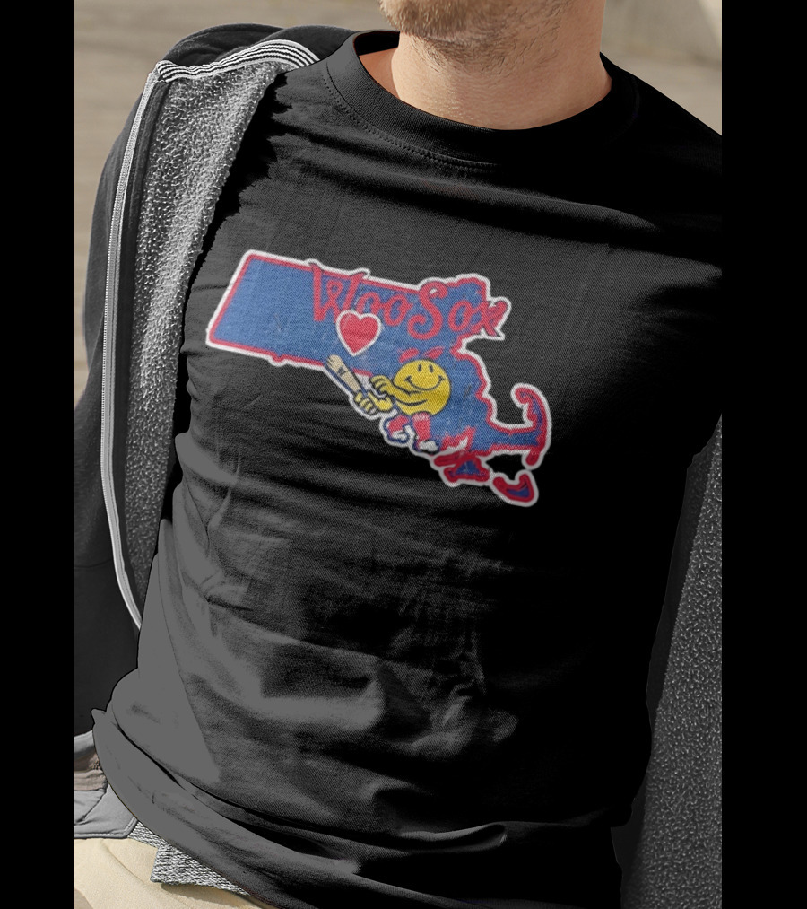 WooSox Massachusetts Heart Baseball Distressed T-Shirt