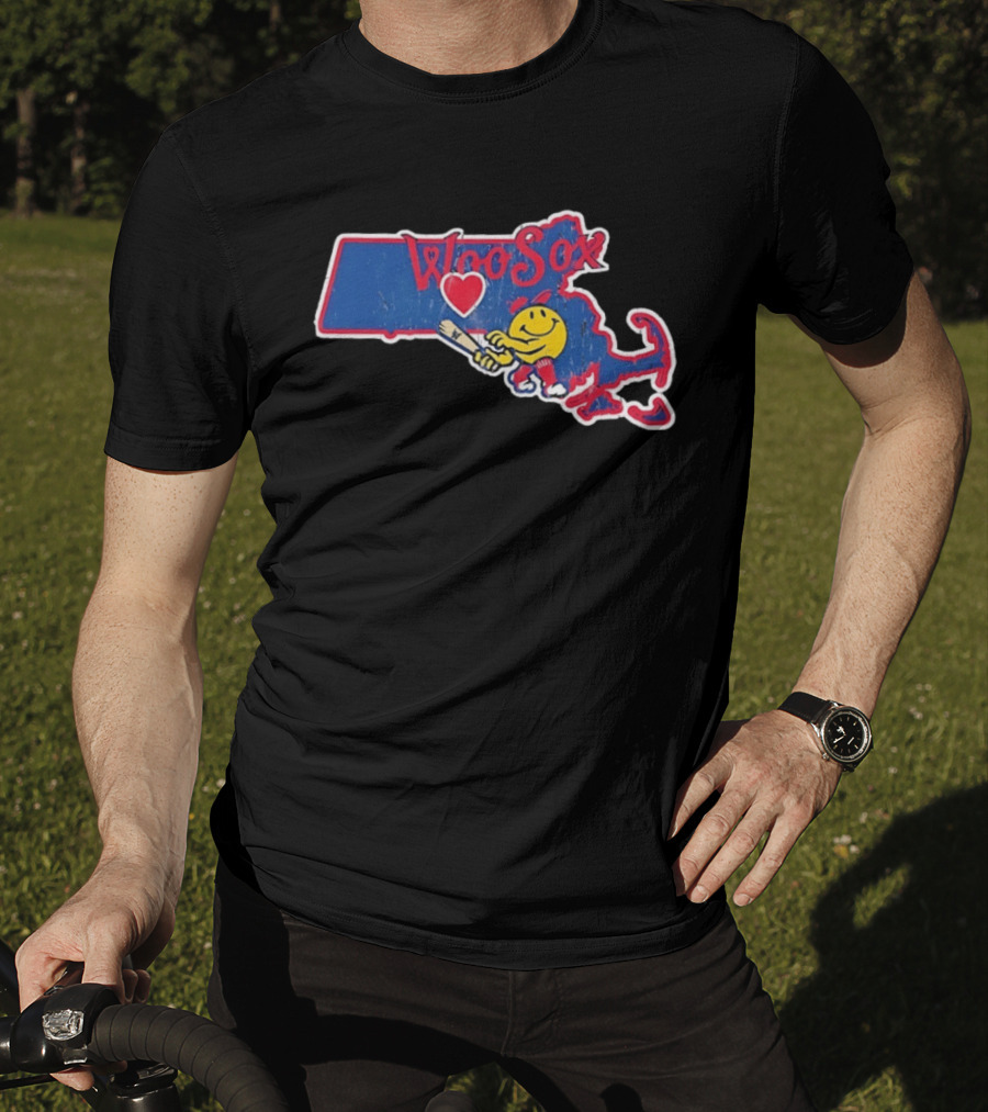 WooSox Massachusetts Heart Baseball Distressed T-Shirt