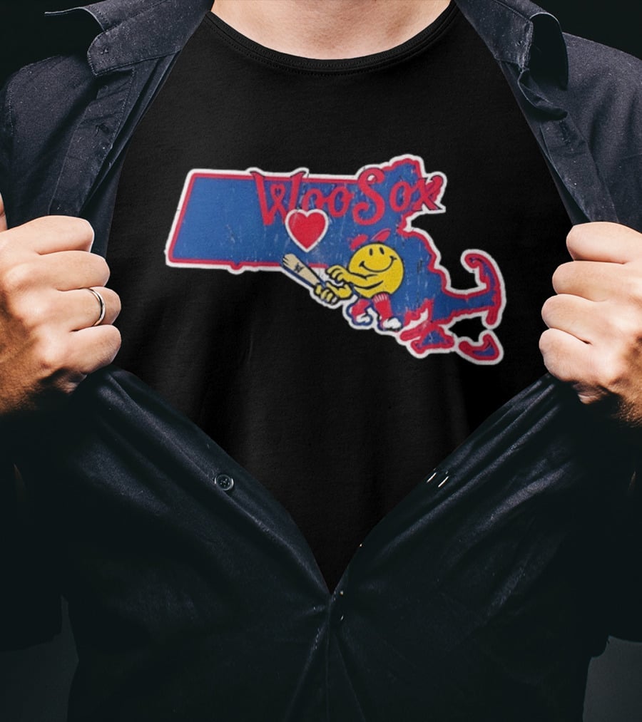 WooSox Massachusetts Heart Baseball Distressed T-Shirt