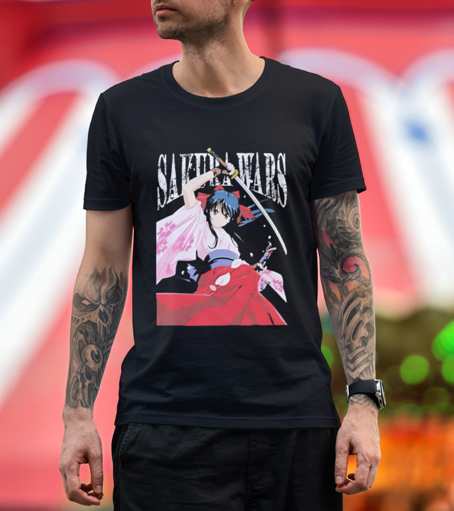 Sakura Wars Distressed Anime Samurai Girl With Katana T-Shirt