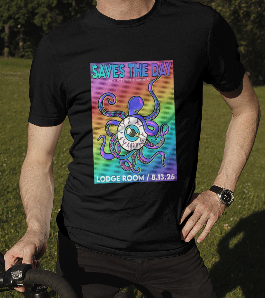 Saves The Day Lodge Room Aug 13 2026 Los Angeles Tour Octopus Eyeball T-Shirt