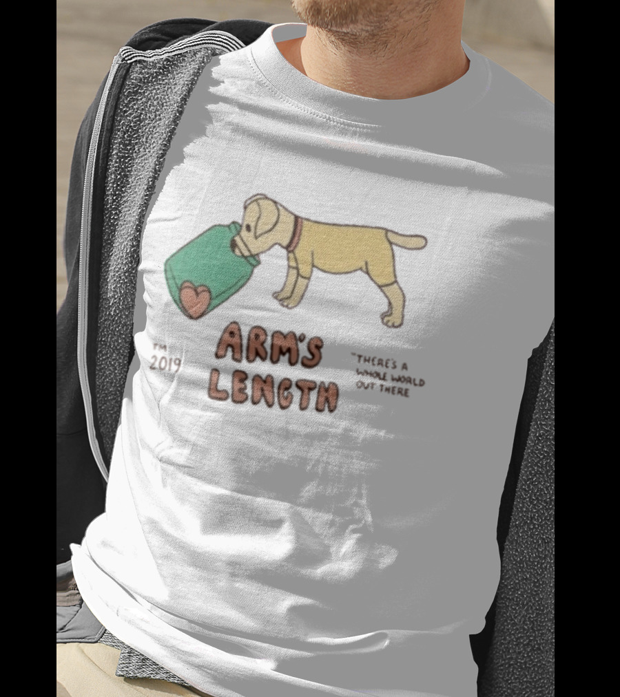 Arm's Length 2019 Dog With Jar There's A Whole World Out There T-Shirt