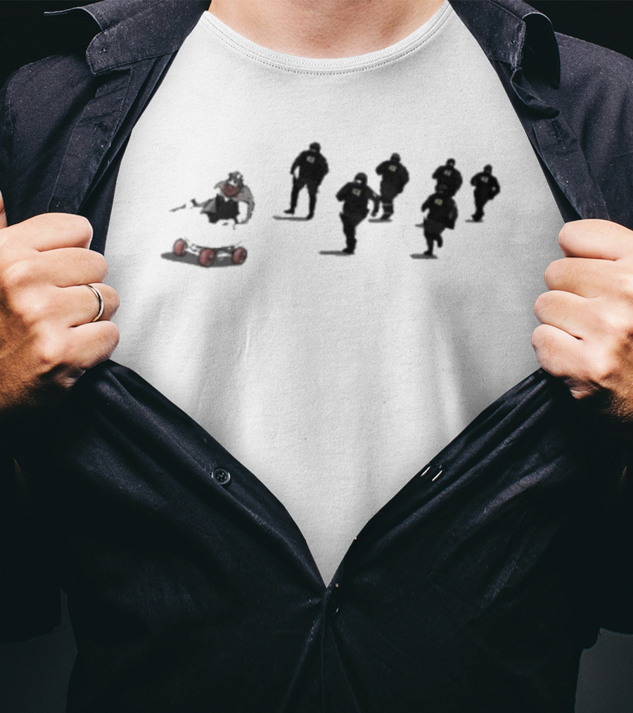 Ice Protest Vikings Silhouettes On Skates With Red Barrels T-Shirt