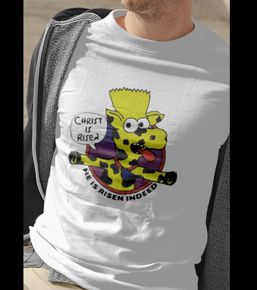 Christ Is Risen He Is Risen Indeed Simpson Cow Cartoon T-Shirt