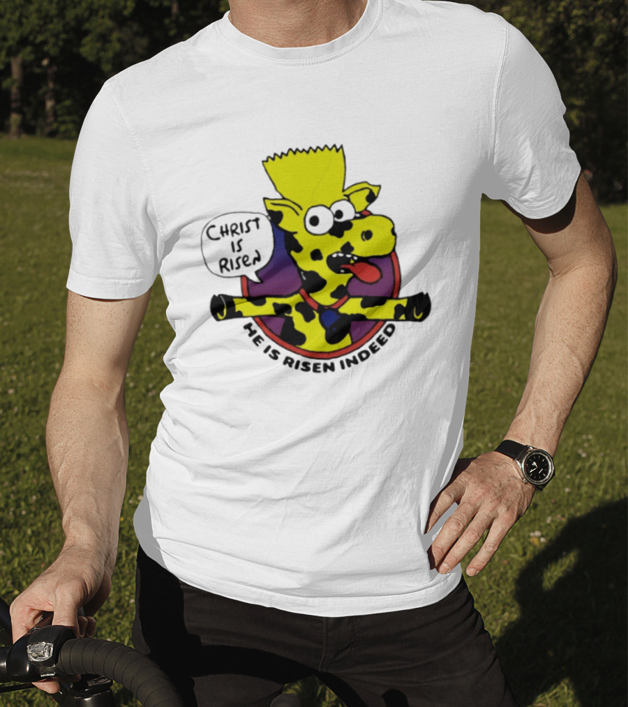 Christ Is Risen He Is Risen Indeed Simpson Cow Cartoon T-Shirt