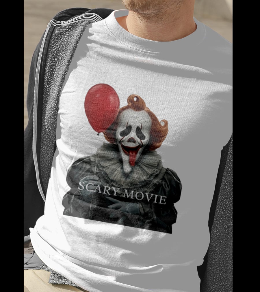 Pennywise Scary Movie Mashup Creepy Clown With Red Balloon T-Shirt
