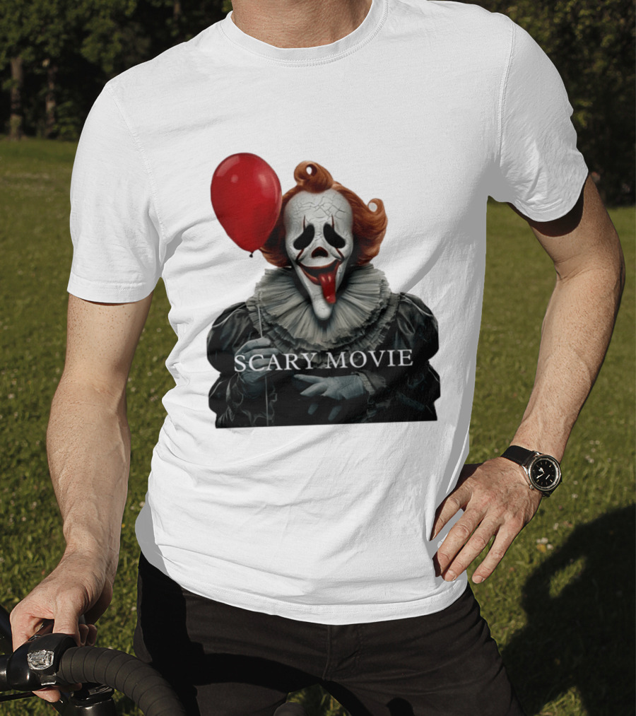 Pennywise Scary Movie Mashup Creepy Clown With Red Balloon T-Shirt