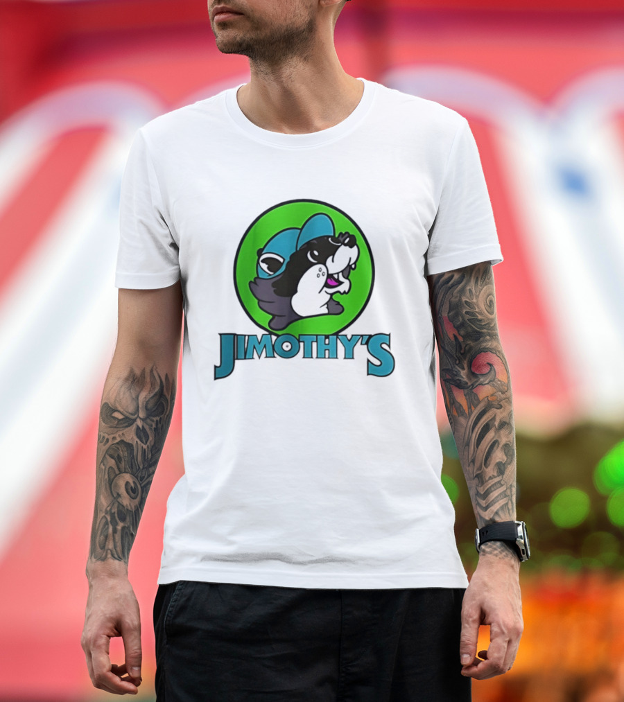 Jimothy's Cartoon Hat Character In Green Circle T-Shirt