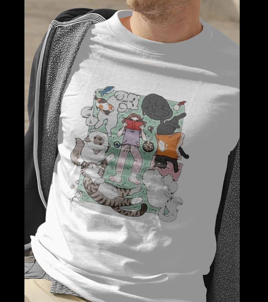 Lilsimsie Cozy Reading Party With Cats Playing And Lounging T-Shirt