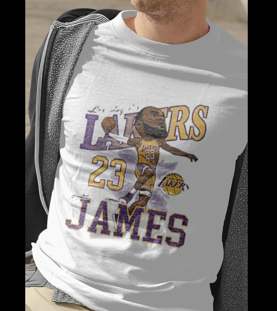 Los Angeles Lakers Lebron James 23 Basketball Caricature Player T-Shirt