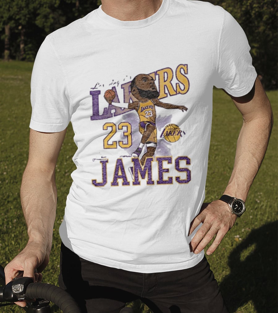 Los Angeles Lakers Lebron James 23 Basketball Caricature Player T-Shirt