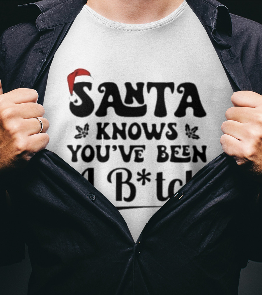 Santa Knows You've Been A B*tch Red Hat Holiday Humor T-Shirt