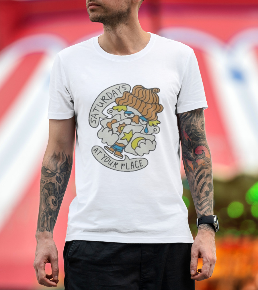 Saturdays At Your Place Cartoon Character With Beanie T-Shirt