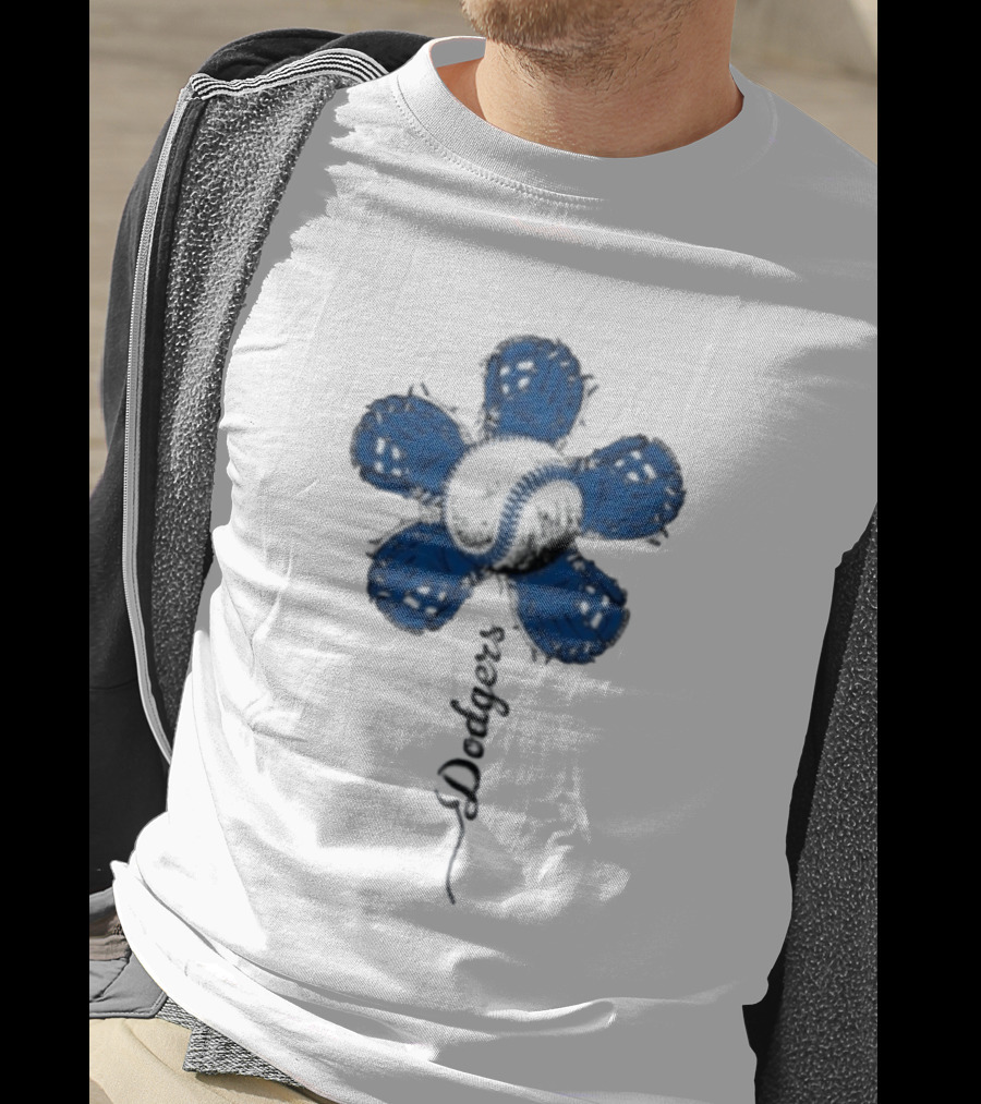 Dodgers Baseball Flower Blue Petals T-Shirt