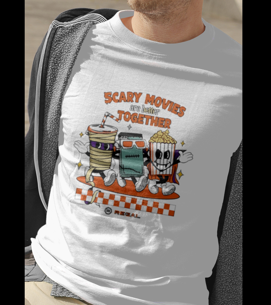 Scary Movies Are Better Together Halloween Snack Monsters Regal T-Shirt