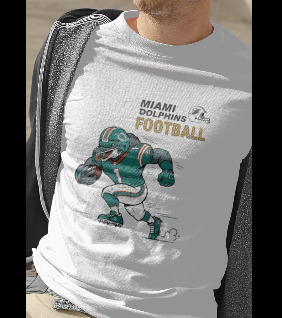 Miami Dolphins Aqua Rush Football Helmet Player T-Shirt