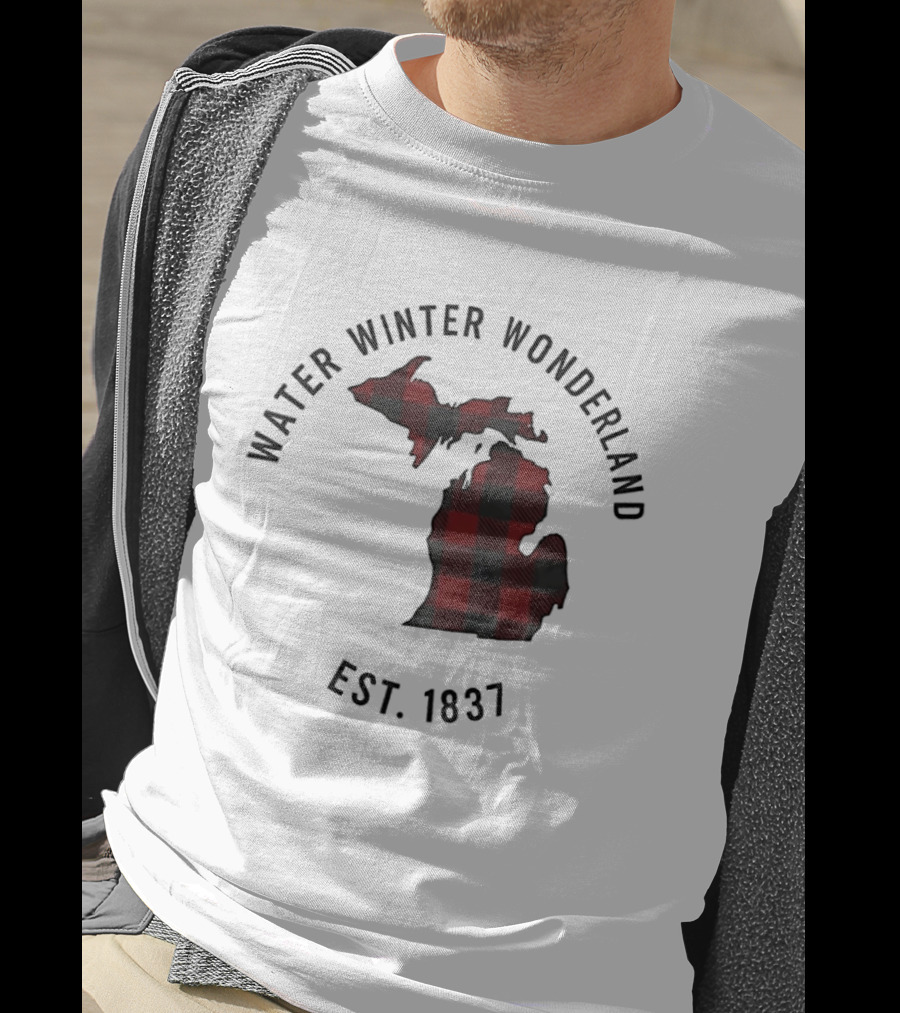 Michigan Water Winter Wonderland Est 1837 Plaid T-Shirt