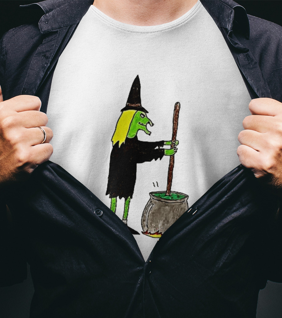 Witch Stirring Cauldron Soup Season Halloween Magic T-Shirt