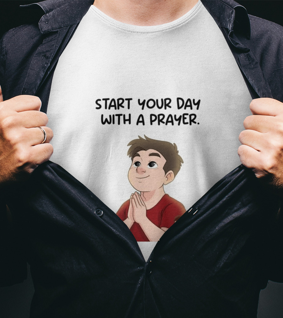 Start Your Day With A Prayer Cartoon Boy T-Shirt