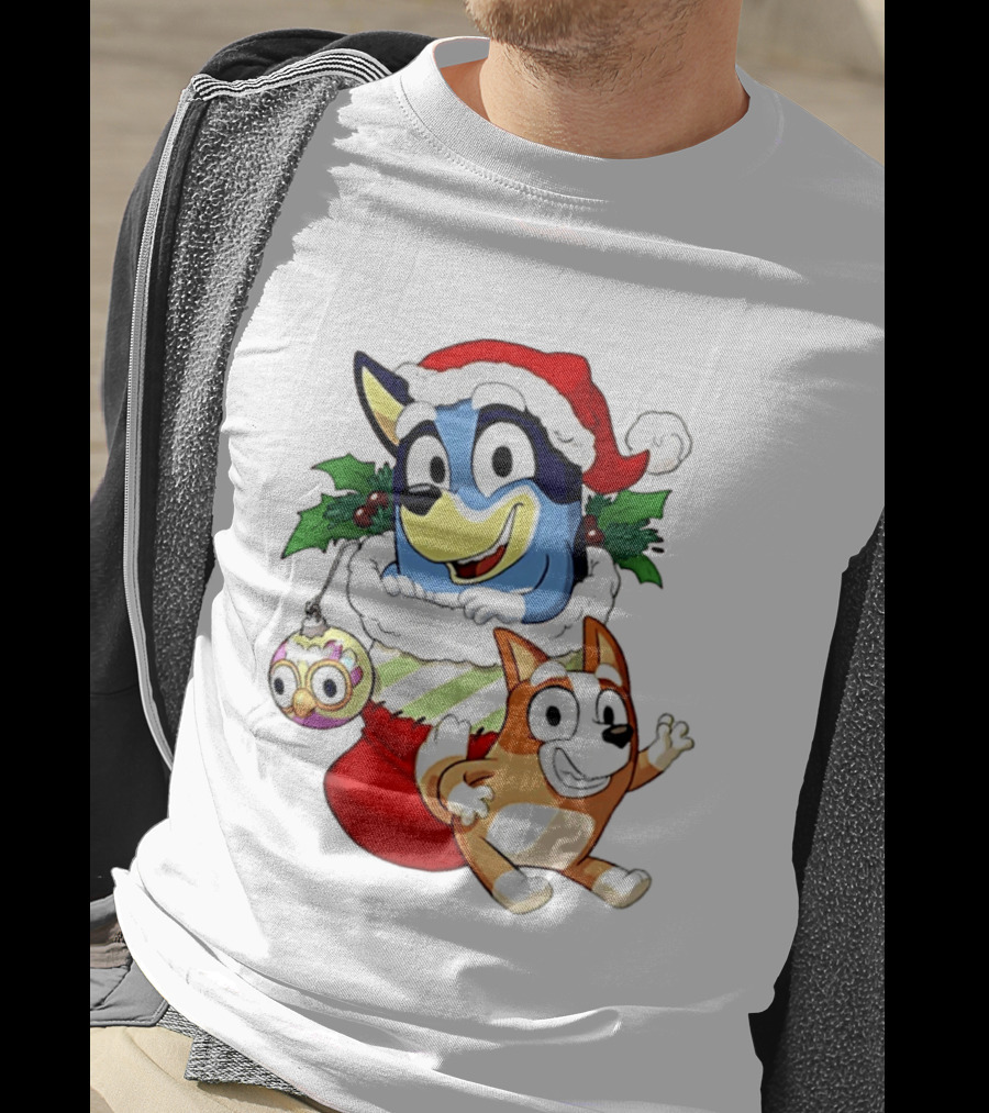 Bluey Christmas Stocking Stuffer Pups Bingo Holiday T-Shirt