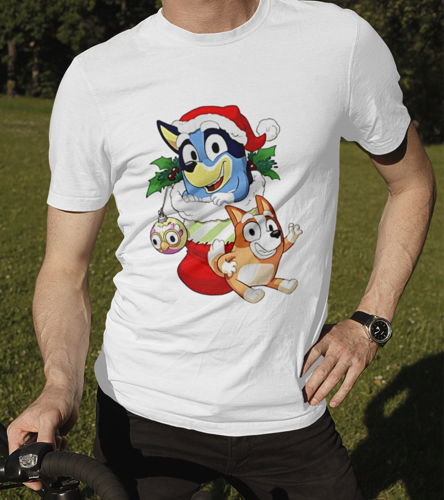 Bluey Christmas Stocking Stuffer Pups Bingo Holiday T-Shirt
