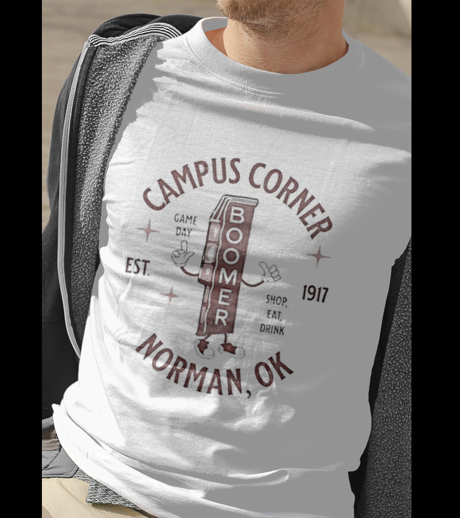 Campus Corner Boomer Gameday Shop Eat Enjoy Norman OK Est 1917 T-Shirt