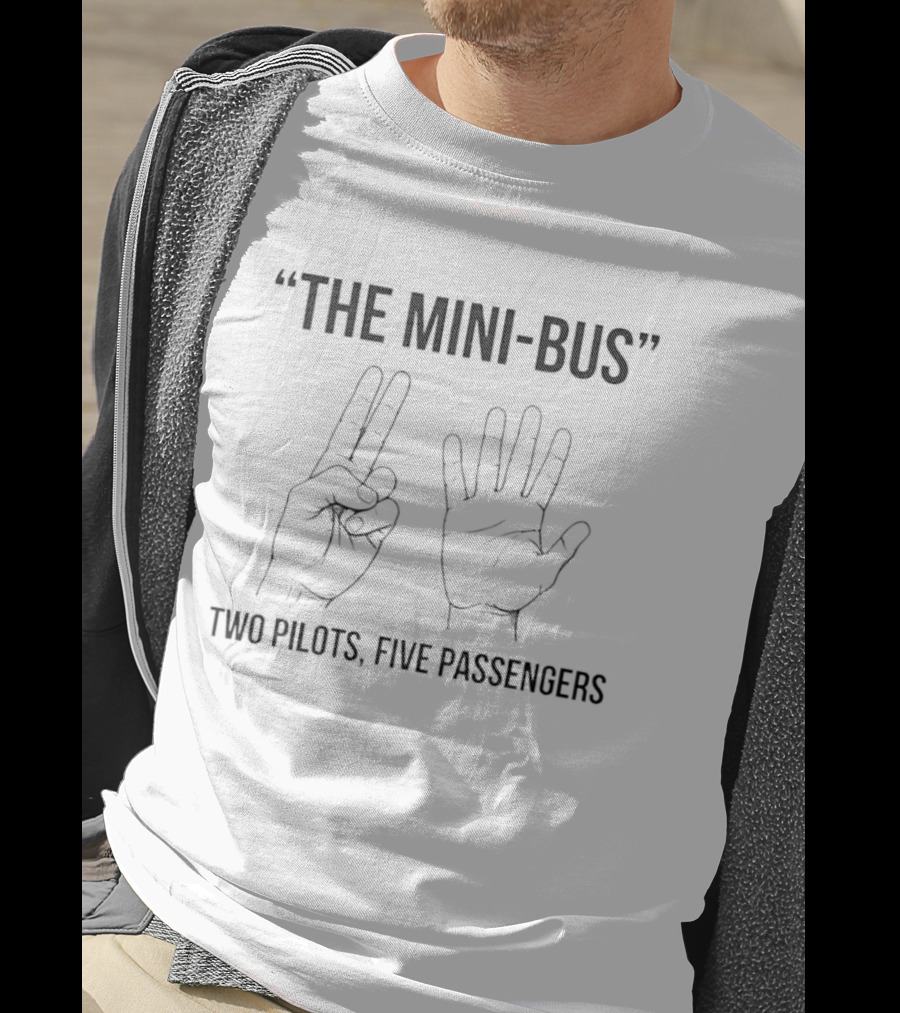 The Mini Bus Two Pilots Five Passengers Hand Gesture Humor T-Shirt