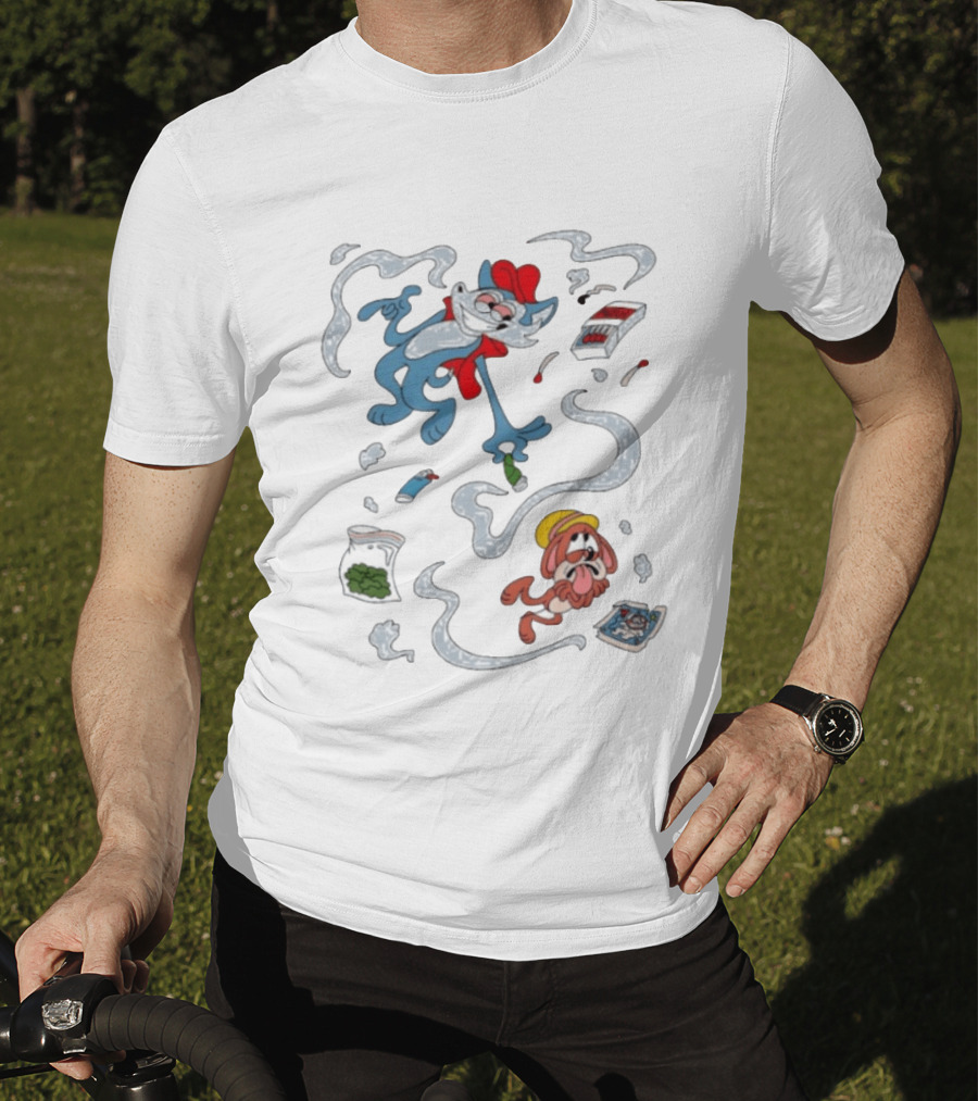 Original Ls Mark Catching Up Episode 2 Cartoon Characters With Smoke And Comic Effects T-Shirt