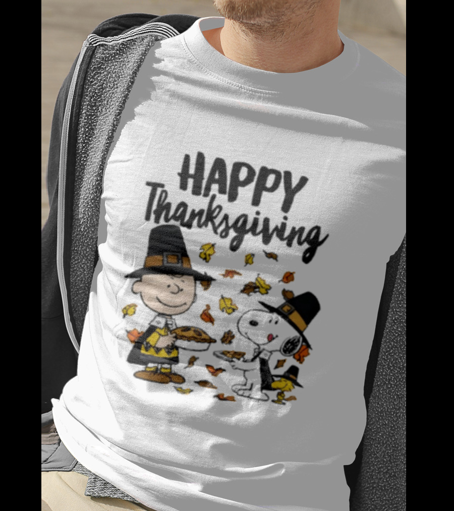 Happy Thanksgiving Peanuts Charlie Brown Snoopy Woodstock T-Shirt