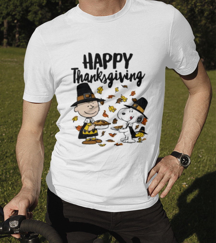Happy Thanksgiving Peanuts Charlie Brown Snoopy Woodstock T-Shirt