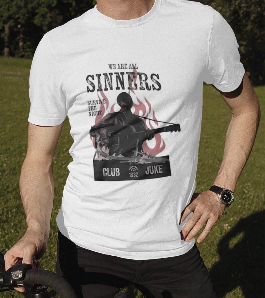 We Are All Sinners Survive The Night Club 1932 Juke Flames Guitar T-Shirt