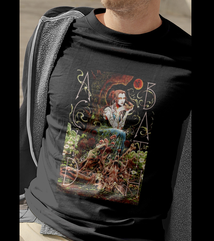 Acid Bath Seattle 2026 Concert Ethereal Woman And Enchanted Forest Scene With Red Moon T-Shirt