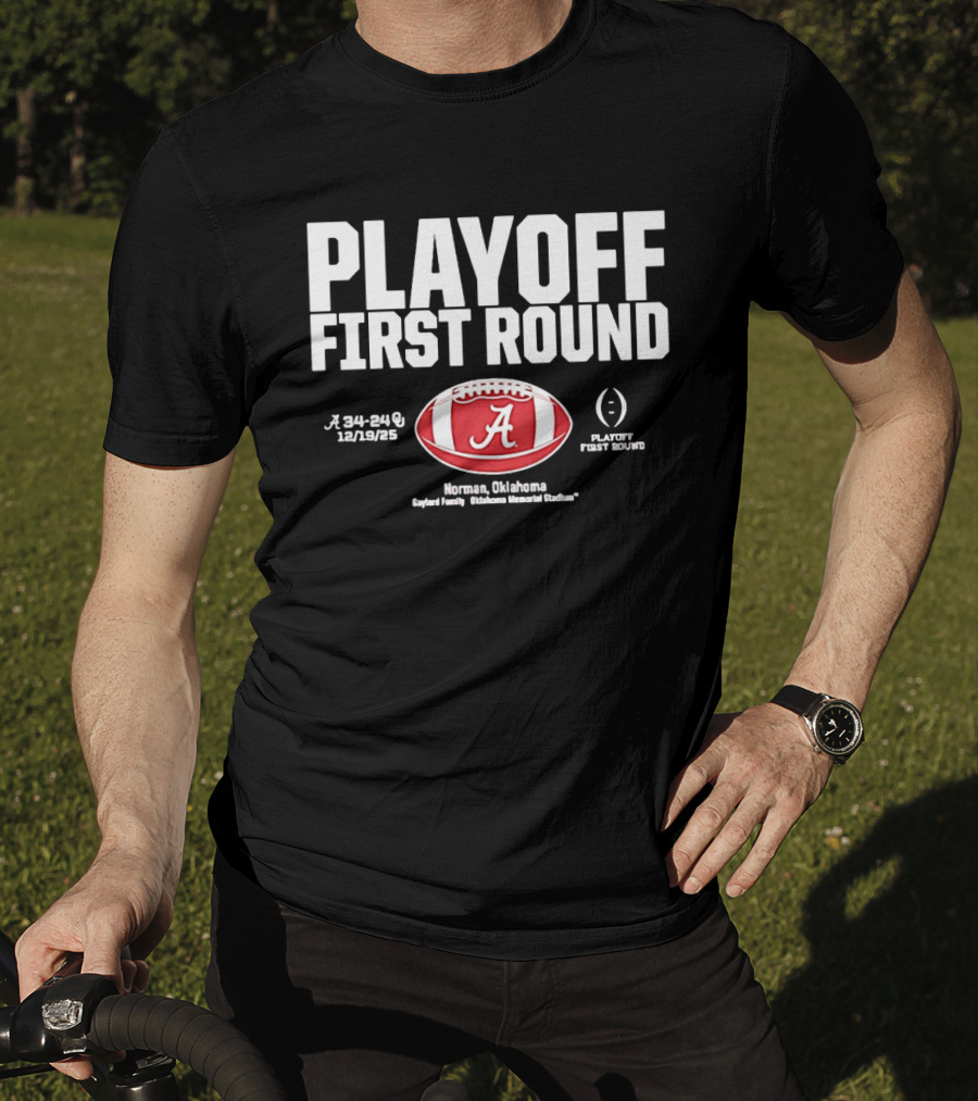 Alabama Crimson Tide 2025 Playoff First Round Winner 34 25 Norman Oklahoma T-Shirt